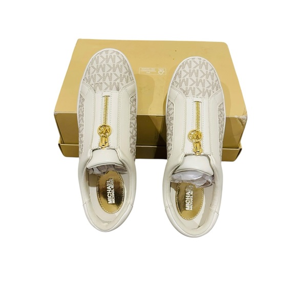 Michael Kors Keaton Zip Slip-On Sneaker Vanilla MK Logo Size 7M - Picture 2 of 10